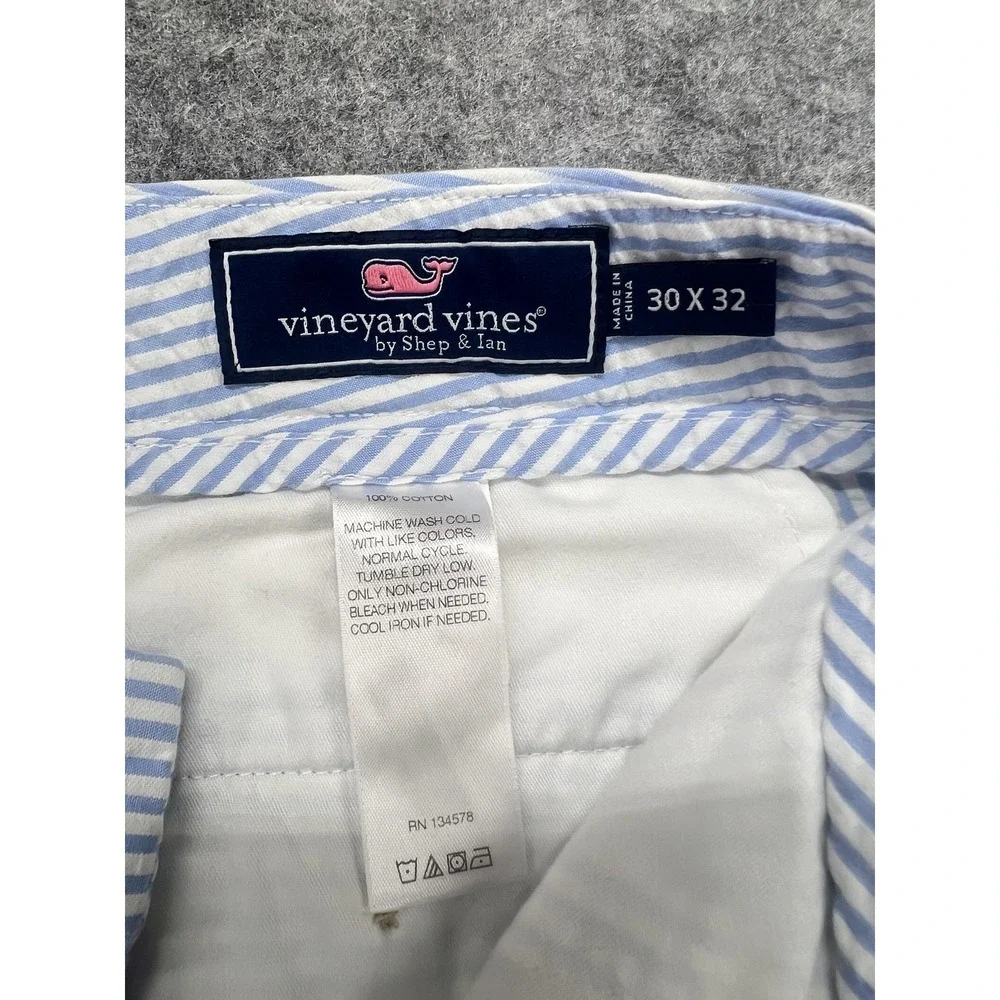 Vineyard Vines Slim Fit Breaker Pants Mens 30x32 Blue Stripe Preppy Seersucker